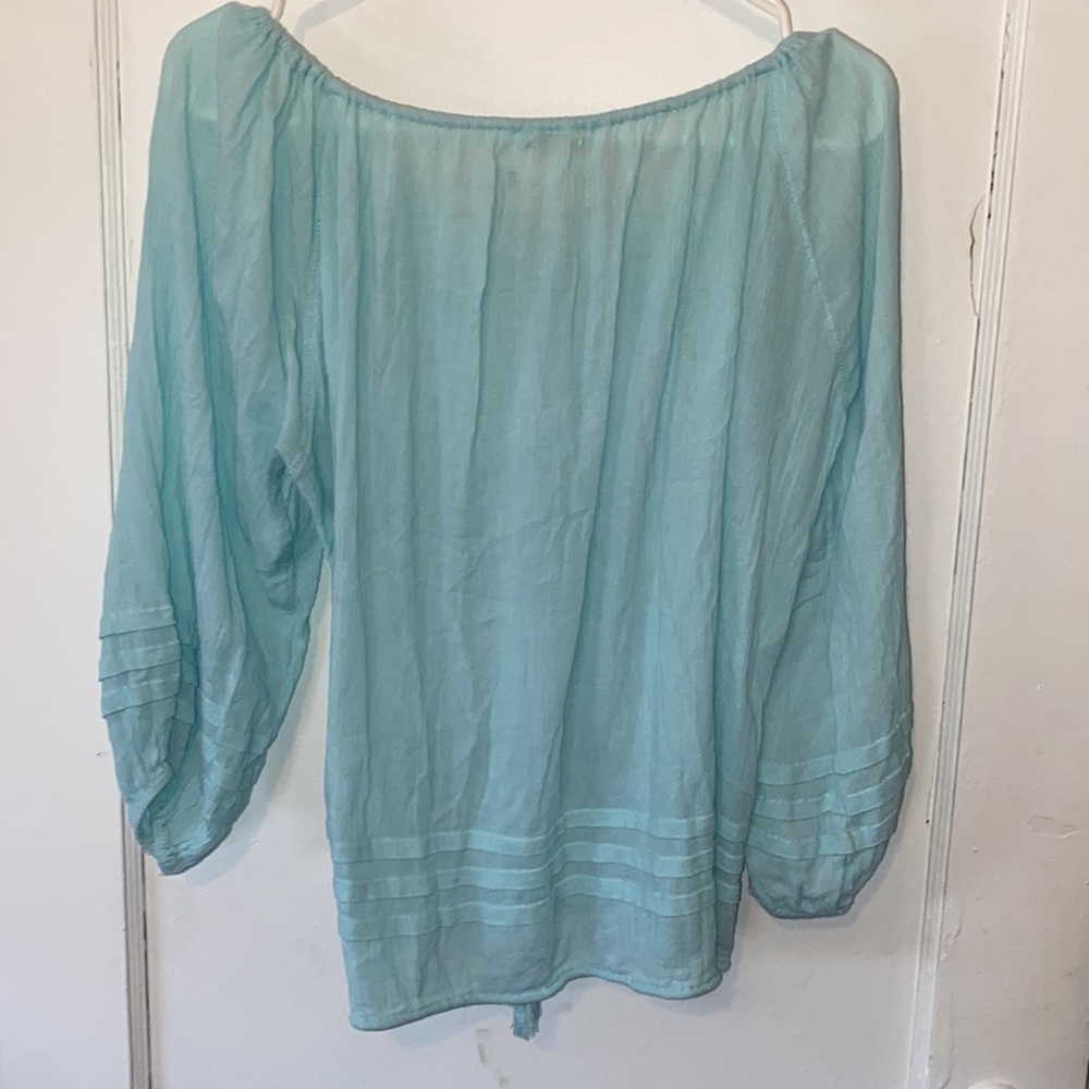Denim & Supply Ralph Lauren boho long sleeve blouse with ruffles and keyhole - Picture 4 of 8